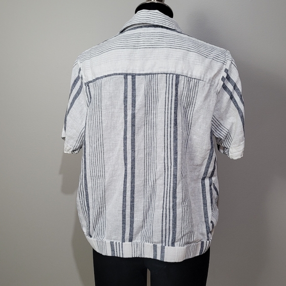 Core life linen stripe shirt twist front shirt - Picture 5 of 10